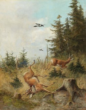 The Hunt by Moritz Muller Oil Painting