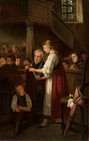 In the church by Moritz Ritscher Oil Painting