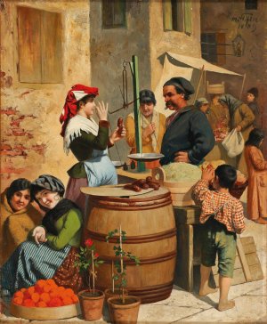 Marktszene in Triest by Moritz Stifter Oil Painting