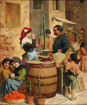 Marktszene in Triest by Moritz Stifter Oil Painting