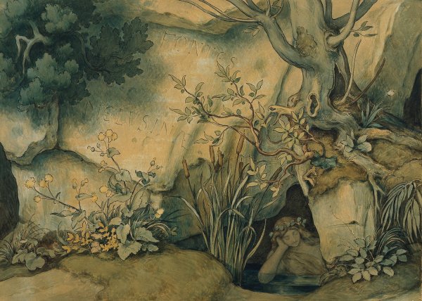 Die schone Melusine; I. Fontes Melusinae Der Brunnen der Melusina  by Moritz Von Schwind - Hand-Painted Oil Painting Reproduction