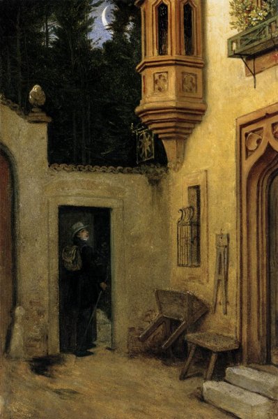 Main Product Photo of Farewell at Dawn Painting by Moritz Von Schwind