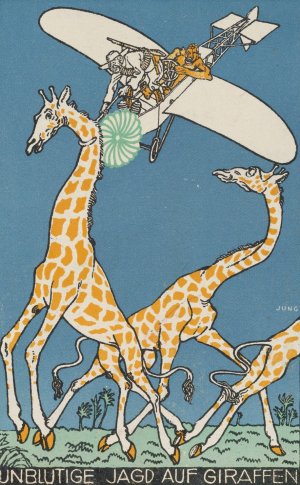 Bloodless Giraffe Hunt by Moriz Jung Oil Painting