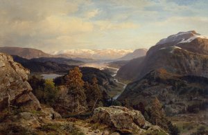 Evening in the Norwegian Mountains by Morten Muller Oil Painting