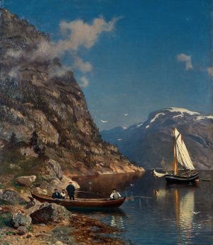 Fiord Landscape by Morten Muller Oil Painting