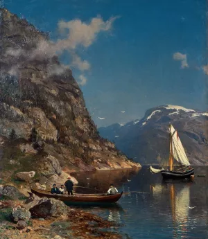 Fiord Landscape by Morten Muller Oil Painting