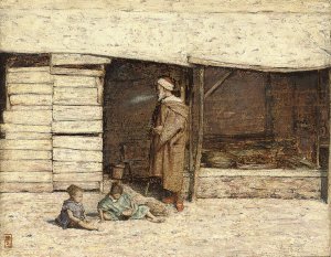 A Stall at Tangiers by Mortimer Menpes Oil Painting