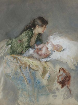 Maternity by Mose Bianchi Oil Painting