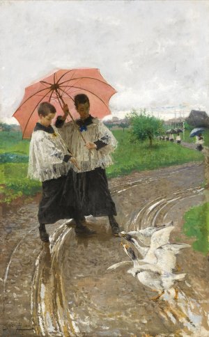 The Return from the Festival by Mose Bianchi Oil Painting