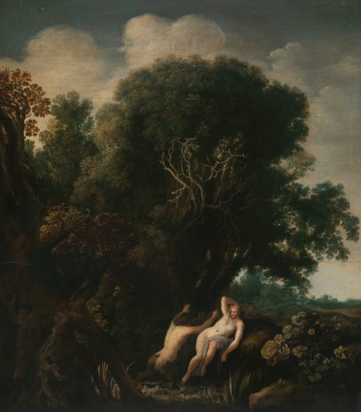 A Bathing Nymph Taken by Surprise by a Satyr  by Moyses Van Uyttenbroek - Hand-Painted Oil Painting Reproduction