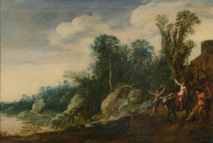 Landscape with Dancing Bacchantes by Moyses Van Uyttenbroek Oil Painting