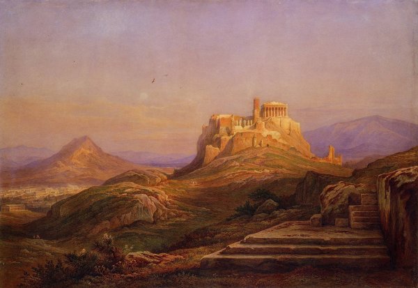 View of the Acropolis from the Pnyx by Muller Rudolph - Hand-Painted Oil Painting Reproduction
