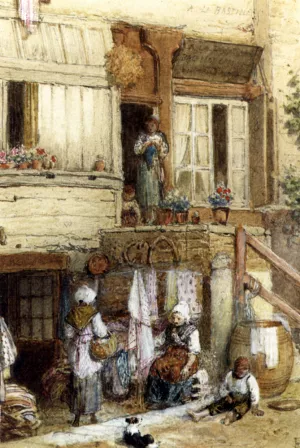 A La Bastille Oil painting by Myles Birket Foster