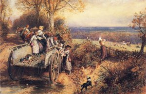 A Peep at the Hounds, Here They Come! by Myles Birket Foster Oil Painting