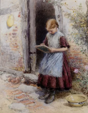 A School Girl Oil painting by Myles Birket Foster