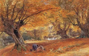 Burnham Beeches Oil painting by Myles Birket Foster