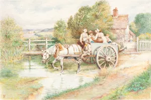Children in a Cart by Myles Birket Foster Oil Painting