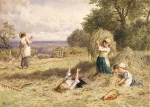 Landscape with Figures by Myles Birket Foster Oil Painting