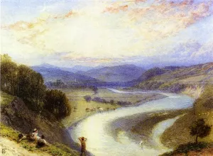 Melrose Abbey from the Banks of the Tweed by Myles Birket Foster - Oil Painting Reproduction