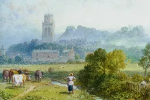 Pontefact Castle by Myles Birket Foster Oil Painting