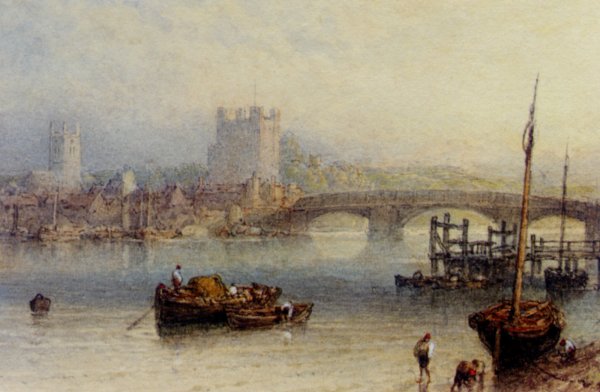 Main Product Photo of Rochester from the River Painting by Myles Birket Foster