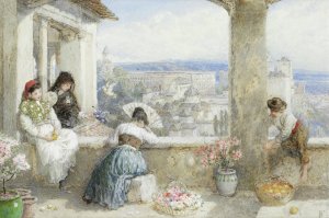 The Alhambra Granada Spain by Myles Birket Foster Oil Painting