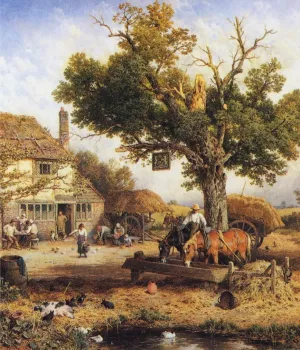 The Country Inn by Myles Birket Foster - Oil Painting Reproduction