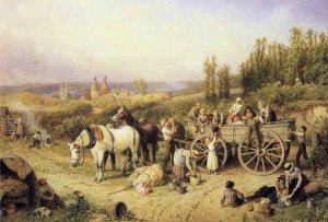 The Farm Cart by Myles Birket Foster Oil Painting