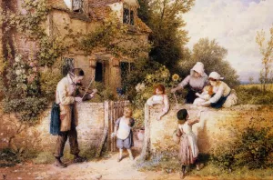 The Itinerant Fiddler by Myles Birket Foster Oil Painting