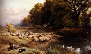 The Shepherd's Rest by Myles Birket Foster - Oil Painting Reproduction