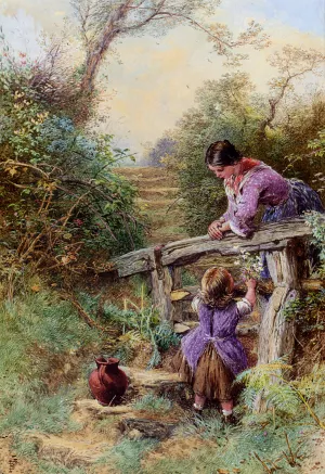 The Stile by Myles Birket Foster - Oil Painting Reproduction