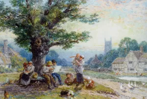 The Village Oak by Myles Birket Foster Oil Painting