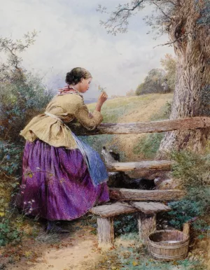 Waiting for Father by Myles Birket Foster Oil Painting