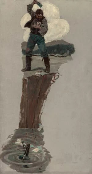 He Even Asked If It Would Be All Right to Retain His Pipe and Tobacco by N. C. Wyeth Oil Painting