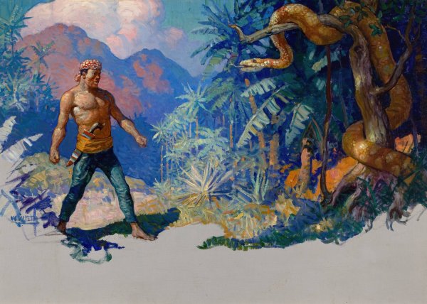 Main Product Photo of Memgumban Gets the Idea  Painting by N. C. Wyeth