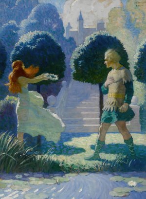 Ogier And Morgana by N. C. Wyeth Oil Painting