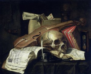 Vanitas still life by N.L. Peschier Oil Painting