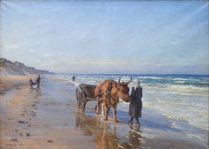 The Coastal Inhabitants Set Sail In The Landing by N.P. Mols Oil Painting