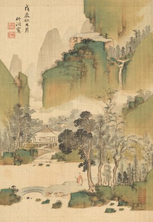 Landscape by Nakabayashi Chikuto Oil Painting
