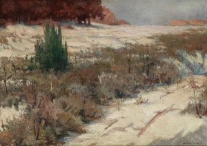 A Winter Landscape by Nandor Katona Oil Painting