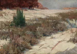 A Winter Landscape by Nandor Katona Oil Painting