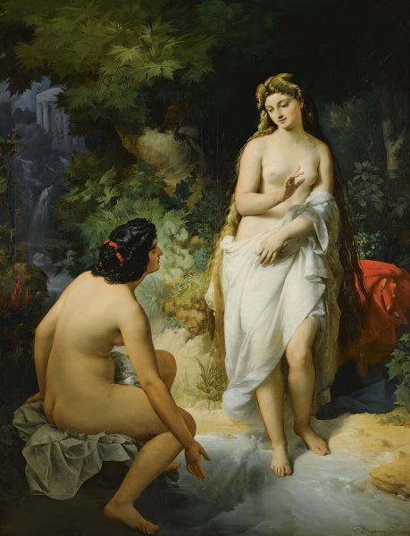 The Bathers  by Nandor Rakosy - Hand-Painted Oil Painting Reproduction