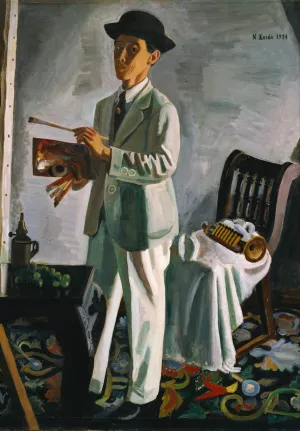 Self-Portrait with a Hat by Narashige Koide Oil Painting