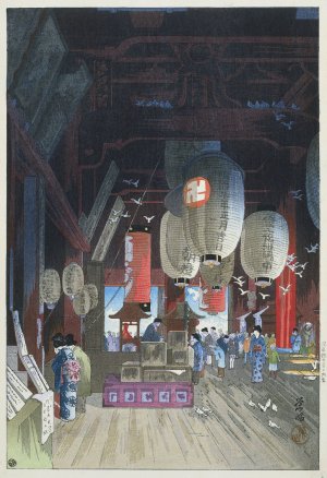 In de Kannon tempel in Asakusa by Narazaki Eisho Oil Painting