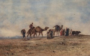 A Caravan in the Desert by Narcisse Berchere Oil Painting