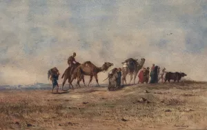 A Caravan in the Desert by Narcisse Berchere Oil Painting