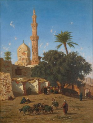 Outside The Walls Of A North African City by Narcisse Berchere Oil Painting