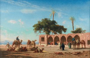 The Caravan Resting In Siout, Egypt by Narcisse Berchere Oil Painting