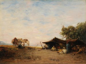 Un gourbi by Narcisse Berchere Oil Painting