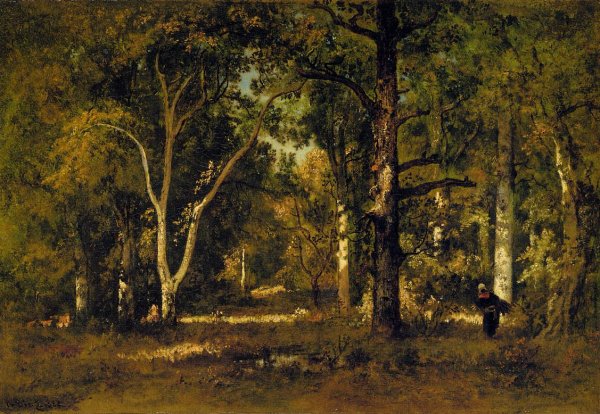 Main Product Photo of Gathering Wood Under the Trees Painting by Narcisse Diaz De La Pena